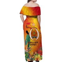 Papua New Guinea Independence Day Family Matching Off Shoulder Maxi Dress and Hawaiian Shirt 50th Anniversary Unity in Diversity LT14 - Polynesian Pride