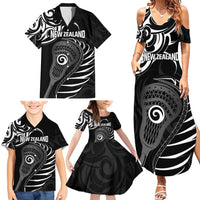Personalised New Zealand Silver Fern Lacrosse Family Matching Summer Maxi Dress and Hawaiian Shirt Aotearoa Maori Pattern LT14 - Polynesian Pride