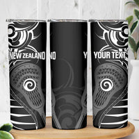 Personalised New Zealand Silver Fern Lacrosse Skinny Tumbler Aotearoa Maori Pattern LT14 - Polynesian Pride