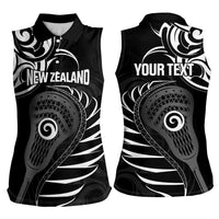 Personalised New Zealand Silver Fern Lacrosse Women Sleeveless Polo Shirt Aotearoa Maori Pattern LT14 - Polynesian Pride