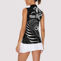 Personalised New Zealand Silver Fern Lacrosse Women Sleeveless Polo Shirt Aotearoa Maori Pattern LT14 - Polynesian Pride