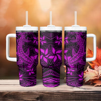 Polynesian Tumbler With Handle Pink Hawaiian Tribal Hammerhead Shark