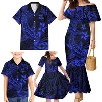 Blue Polynesian Family Matching Outfits Mermaid Dress And Hawaiian Shirt Tribal Hammerhead Shark LT14 - Polynesian Pride