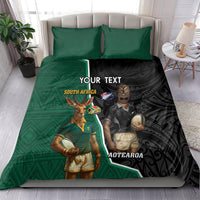 Personalised New Zealand And South Africa Rugby Bedding Set 2024 All Black Springboks Mascots Together LT14 - Polynesian Pride