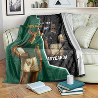 Personalised New Zealand And South Africa Rugby Blanket 2024 All Black Springboks Mascots Together LT14 Green - Polynesian Pride