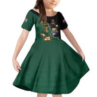 Personalised New Zealand And South Africa Rugby Family Matching Mermaid Dress and Hawaiian Shirt 2024 All Black Springboks Mascots Together LT14 Daughter's Dress Green - Polynesian Pride