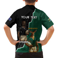 Personalised New Zealand And South Africa Rugby Family Matching Short Sleeve Bodycon Dress and Hawaiian Shirt 2024 All Black Springboks Mascots Together LT14 - Polynesian Pride