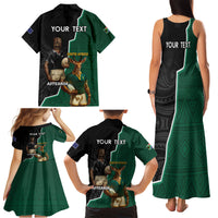 Personalised New Zealand And South Africa Rugby Family Matching Tank Maxi Dress and Hawaiian Shirt 2024 All Black Springboks Mascots Together LT14 - Polynesian Pride