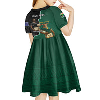 Personalised New Zealand And South Africa Rugby Kid Short Sleeve Dress 2024 All Black Springboks Mascots Together LT14 - Polynesian Pride