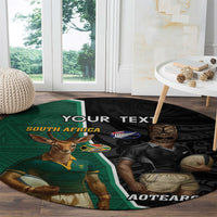 Personalised New Zealand And South Africa Rugby Round Carpet 2024 All Black Springboks Mascots Together LT14 - Polynesian Pride