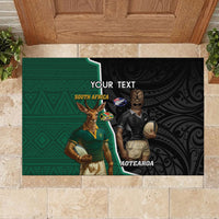 Personalised New Zealand And South Africa Rugby Rubber Doormat 2024 All Black Springboks Mascots Together LT14 - Polynesian Pride