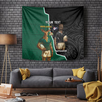 Personalised New Zealand And South Africa Rugby Tapestry 2024 All Black Springboks Mascots Together LT14 - Polynesian Pride