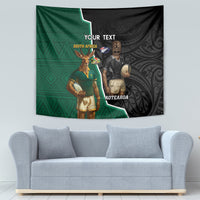 Personalised New Zealand And South Africa Rugby Tapestry 2024 All Black Springboks Mascots Together LT14 - Polynesian Pride