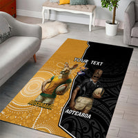 Personalised New Zealand And Australia Rugby Area Rug 2024 All Black Wallabies Mascots Together LT14 - Polynesian Pride