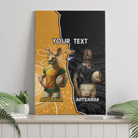 Personalised New Zealand And Australia Rugby Canvas Wall Art 2024 All Black Wallabies Mascots Together LT14 - Polynesian Pride