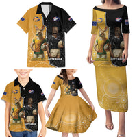 Personalised New Zealand And Australia Rugby Family Matching Puletasi and Hawaiian Shirt 2024 All Black Wallabies Mascots Together LT14 - Polynesian Pride