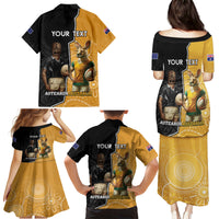 Personalised New Zealand And Australia Rugby Family Matching Puletasi and Hawaiian Shirt 2024 All Black Wallabies Mascots Together LT14 - Polynesian Pride