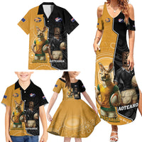 Personalised New Zealand And Australia Rugby Family Matching Summer Maxi Dress and Hawaiian Shirt 2024 All Black Wallabies Mascots Together LT14 - Polynesian Pride