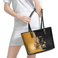 Personalised New Zealand And Australia Rugby Leather Tote Bag 2024 All Black Wallabies Mascots Together LT14 - Polynesian Pride