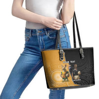 Personalised New Zealand And Australia Rugby Leather Tote Bag 2024 All Black Wallabies Mascots Together LT14 - Polynesian Pride