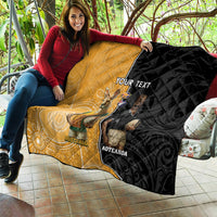 Personalised New Zealand And Australia Rugby Quilt 2024 All Black Wallabies Mascots Together LT14 - Polynesian Pride