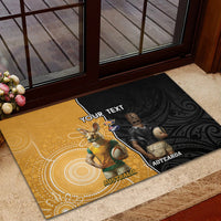 Personalised New Zealand And Australia Rugby Rubber Doormat 2024 All Black Wallabies Mascots Together LT14 - Polynesian Pride