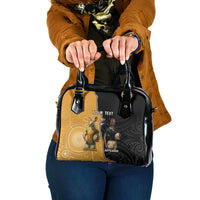 Personalised New Zealand And Australia Rugby Shoulder Handbag 2024 All Black Wallabies Mascots Together LT14 One Size Black - Polynesian Pride