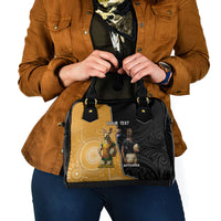 Personalised New Zealand And Australia Rugby Shoulder Handbag 2024 All Black Wallabies Mascots Together LT14 - Polynesian Pride