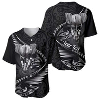 Personalised All Black New Zealand Darts Baseball Jersey Aoteroa Fern Maori Galaxy Style LT14 - Polynesian Pride