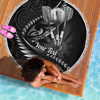 Personalised All Black New Zealand Darts Beach Blanket Aoteroa Fern Maori Galaxy Style LT14 - Polynesian Pride