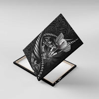 Personalised All Black New Zealand Darts Canvas Wall Art Aoteroa Fern Maori Galaxy Style LT14 With Frame Black - Polynesian Pride