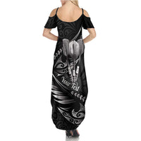 Personalised All Black New Zealand Darts Family Matching Summer Maxi Dress and Hawaiian Shirt Aoteroa Fern Maori Galaxy Style LT14 - Polynesian Pride