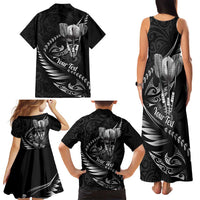 Personalised All Black New Zealand Darts Family Matching Tank Maxi Dress and Hawaiian Shirt Aoteroa Fern Maori Galaxy Style LT14 - Polynesian Pride