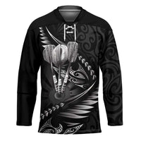 Personalised All Black New Zealand Darts Hockey Jersey Aoteroa Fern Maori Galaxy Style - Polynesian Pride