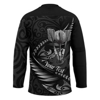 Personalised All Black New Zealand Darts Hockey Jersey Aoteroa Fern Maori Galaxy Style LT14 - Polynesian Pride