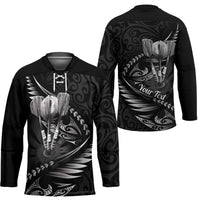 Personalised All Black New Zealand Darts Hockey Jersey Aoteroa Fern Maori Galaxy Style LT14 - Polynesian Pride