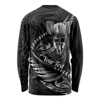Personalised All Black New Zealand Darts Long Sleeve Shirt Aoteroa Fern Maori Galaxy Style LT14 - Polynesian Pride