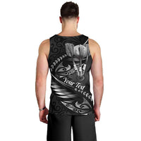 Personalised All Black New Zealand Darts Men Tank Top Aoteroa Fern Maori Galaxy Style LT14 - Polynesian Pride