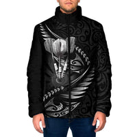 Personalised All Black New Zealand Darts Padded Jacket Aoteroa Fern Maori Galaxy Style - Polynesian Pride