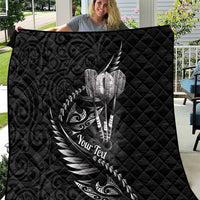 Personalised All Black New Zealand Darts Quilt Aoteroa Fern Maori Galaxy Style LT14 Black - Polynesian Pride