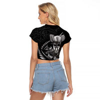 Personalised All Black New Zealand Darts Raglan Cropped T Shirt Aoteroa Fern Maori Galaxy Style LT14 - Polynesian Pride