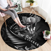 Personalised All Black New Zealand Darts Round Carpet Aoteroa Fern Maori Galaxy Style LT14 - Polynesian Pride