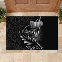 Personalised All Black New Zealand Darts Rubber Doormat Aoteroa Fern Maori Galaxy Style LT14 Black - Polynesian Pride