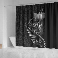 Personalised All Black New Zealand Darts Shower Curtain Aoteroa Fern Maori Galaxy Style LT14 - Polynesian Pride