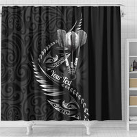 Personalised All Black New Zealand Darts Shower Curtain Aoteroa Fern Maori Galaxy Style LT14 - Polynesian Pride