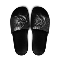 Personalised All Black New Zealand Darts Slide Sandals Aoteroa Fern Maori Galaxy Style - Polynesian Pride