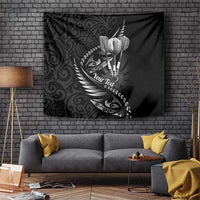 Personalised All Black New Zealand Darts Tapestry Aoteroa Fern Maori Galaxy Style LT14 Black - Polynesian Pride
