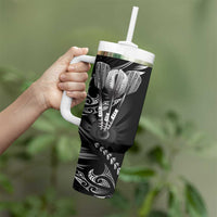 All Black New Zealand Darts Tumbler With Handle Aoteroa Fern Maori Galaxy Style LT14 - Polynesian Pride