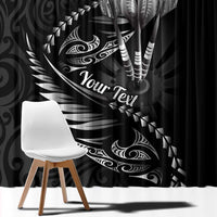 Personalised All Black New Zealand Darts Window Curtain Aoteroa Fern Maori Galaxy Style LT14 - Polynesian Pride