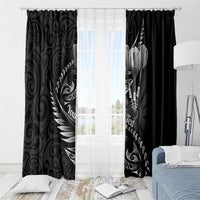 Personalised All Black New Zealand Darts Window Curtain Aoteroa Fern Maori Galaxy Style LT14 - Polynesian Pride